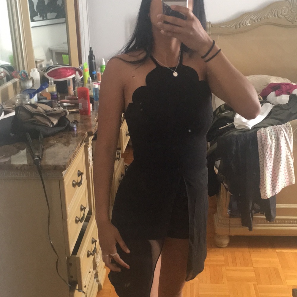 Romper black with see threw shirt